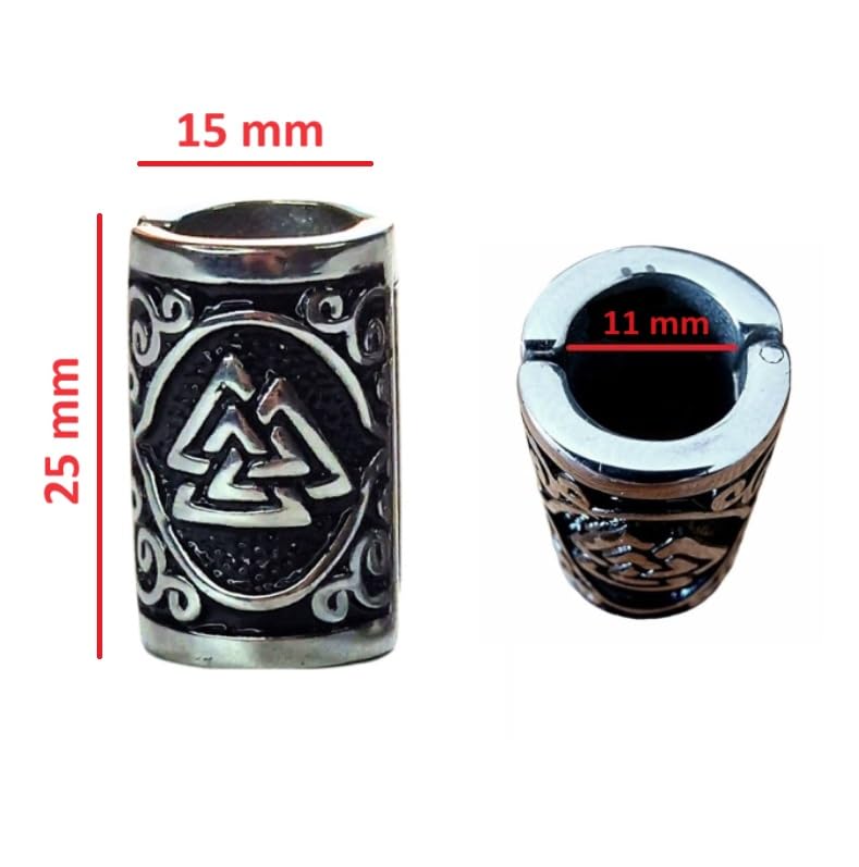 VALHALLA Valknut Hair Beads Opener Viking Beard Bead 316L Steel Silver Stainless Steel Large, Stainless Steel (Extra Large)