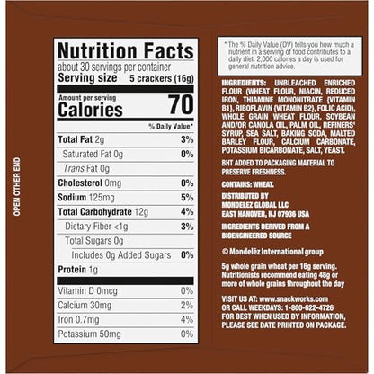 Premium Saltine Crackers, with Whole Grain Wheat, Lunch Snacks, 1.06 lb