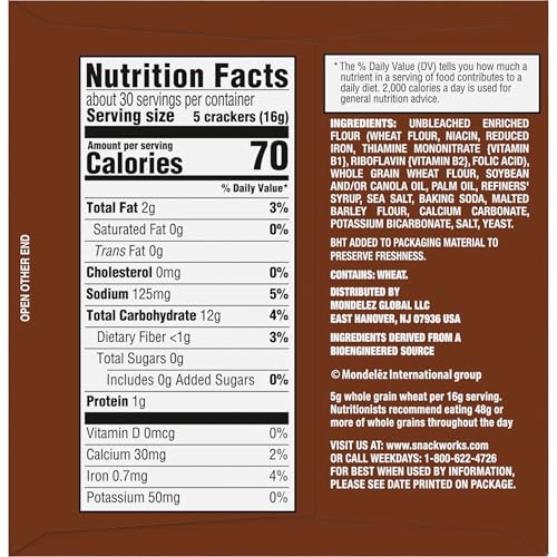 Premium Saltine Crackers, with Whole Grain Wheat, Lunch Snacks, 1.06 lb