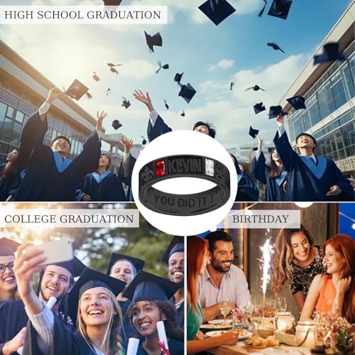 Lypic Personalized 925 Sterling Silver Band Class Ring for Men High School Graduation Ring 2025 College Ring with Birthstone Customized Graduation Jewelry for Men (Style 13)
