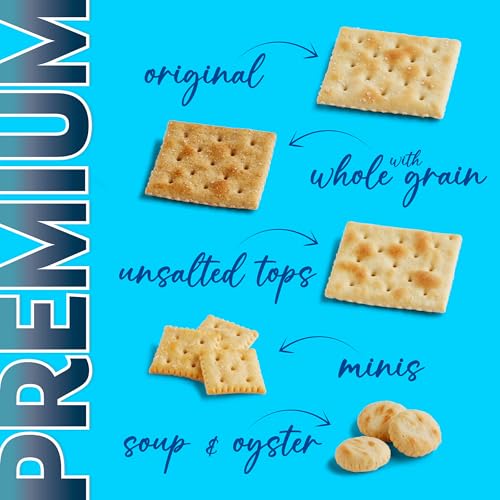 Premium Saltine Crackers, with Whole Grain Wheat, Lunch Snacks, 1.06 lb