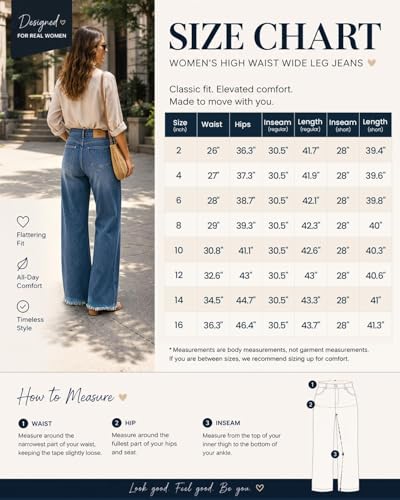 UPNET Womens High Waisted Jeans Stretchy Straight Leg Loose Fit Tummy Control Raw Hem Denim Pants Trendy 2025 Fashion (US, Numeric, 8, Regular, Regular, Blue)