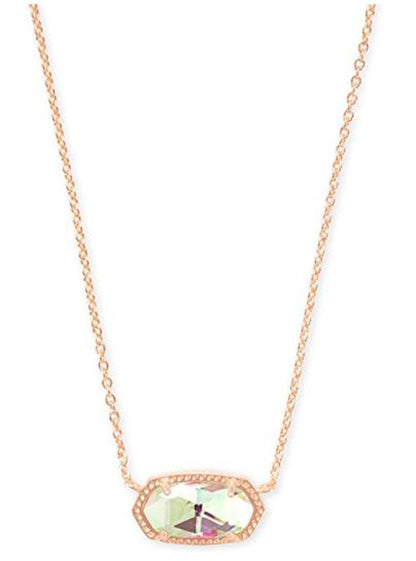 Kendra Scott Elisa Pendant Necklace - 14k Gold Plated Delicate Fashion Jewelry for Women ROSE GOLD - DICHROIC GLASS