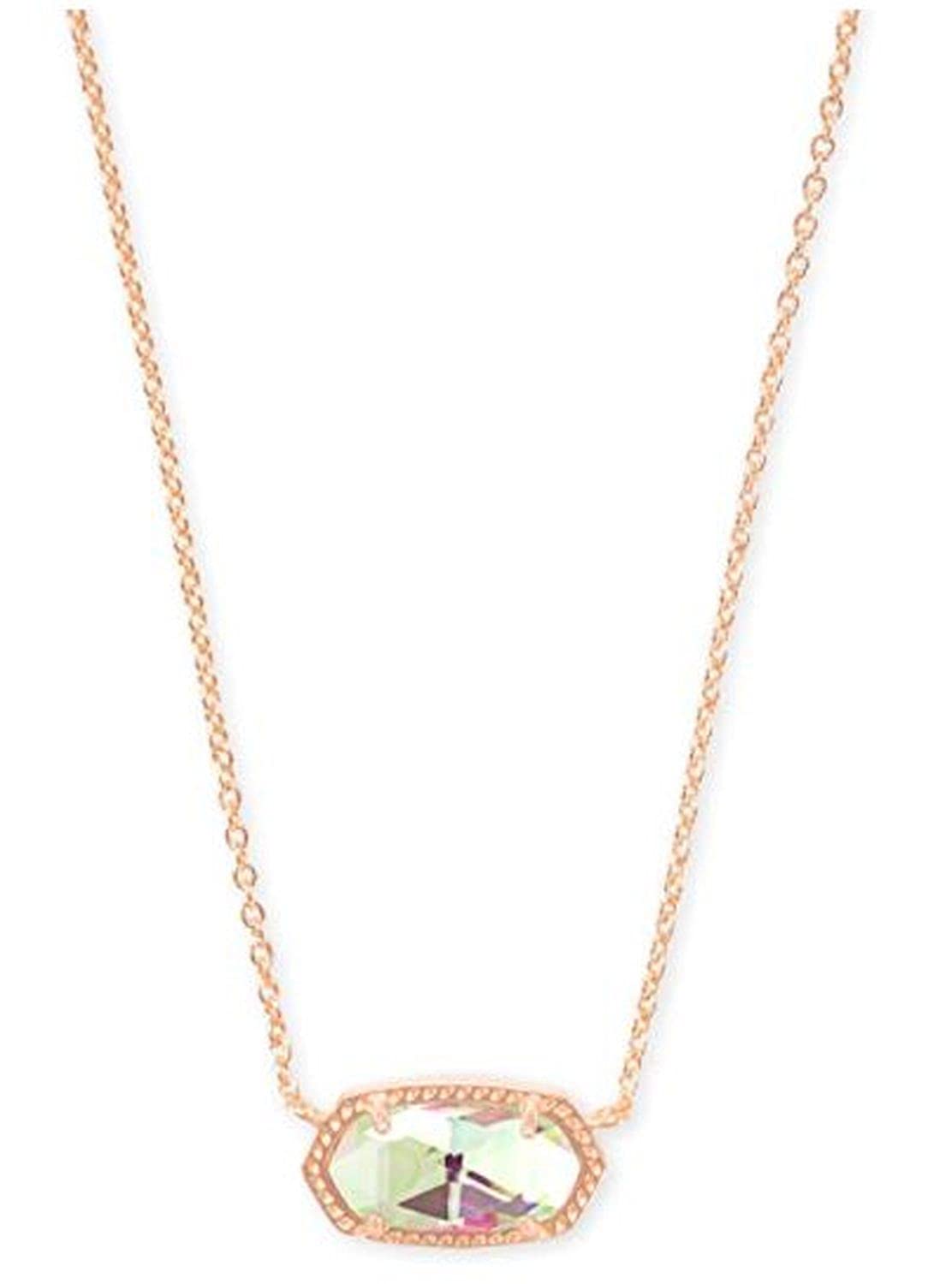 Kendra Scott Elisa Pendant Necklace - 14k Gold Plated Delicate Fashion Jewelry for Women ROSE GOLD - DICHROIC GLASS