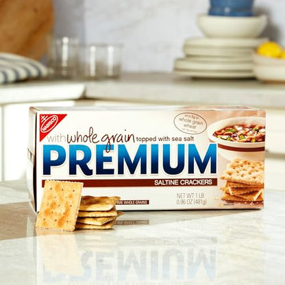 Premium Saltine Crackers, with Whole Grain Wheat, Lunch Snacks, 1.06 lb
