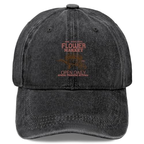 Hand pickeds freshs Flower Market Open dailys Spring Through autumns seedses Blooms Hats for Mens Fashion Washed Distressed Baseball Caps