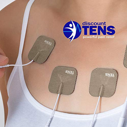 Discount TENS Brand - Premium Replacement Electrodes Compatible with TENS 7000 – 20 Pack (2"x2" Self-Adhesive Wired Pads), Durable Reusable TENS Unit Electrode Pads with 2mm Pin Connector