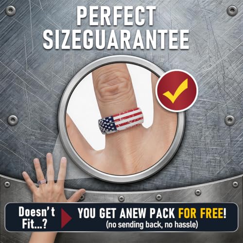Egnaro Silicone Wedding Rings for Men, Breathable Printed Design Rubber Engagement Bands with Air Flow Grooves 8mm Wide 2mm Thick