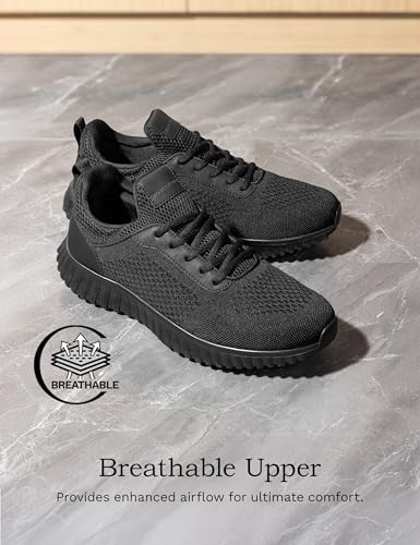 Bruno Marc Men's Non Slip Work Shoes Walking Zapatos Trabajo Black & Lightweight Food Service Chef Kitchen Restaurant Resistant Sneakers,Size 11W,Black,SBFO23001M-W