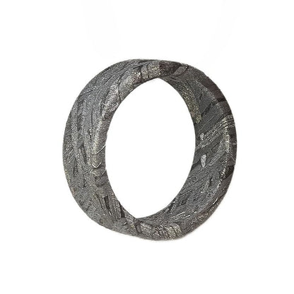 METEOSTAR Handcrafted Meteorite Ring, 7.3mm Width, Natural Altai Pattern, Grey (Size: 9.5)
