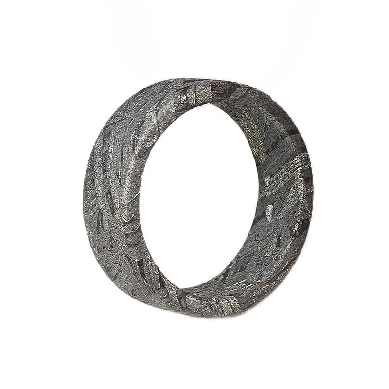 METEOSTAR Handcrafted Meteorite Ring, 7.3mm Width, Natural Altai Pattern, Grey (Size: 9.5)