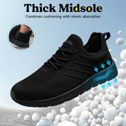 Taquco Slip Resistant Work Shoes for Men Slip On Sneakers Black Non Slip Work Shoes Water Resistant Nonslip Work Shoe Lightweight Zapatos de Trabajo para Hombres (Black,10.5)