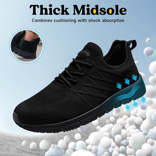 Taquco Slip Resistant Work Shoes for Men Slip On Sneakers Black Non Slip Work Shoes Water Resistant Nonslip Work Shoe Lightweight Zapatos de Trabajo para Hombres (Black,10.5)