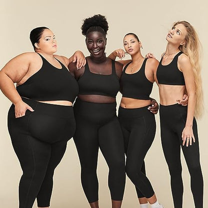 Walifrey Plus Size Leggings with Pockets for Women, High Waist Opaque Tummy Control Leggings Black XXL