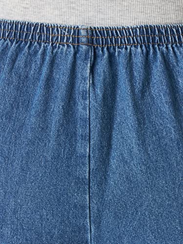 Chic Classic Collection womens Cotton Pull-on Pant With Elastic Waist Jeans, Destruction Blue Denim, 8 Petite US