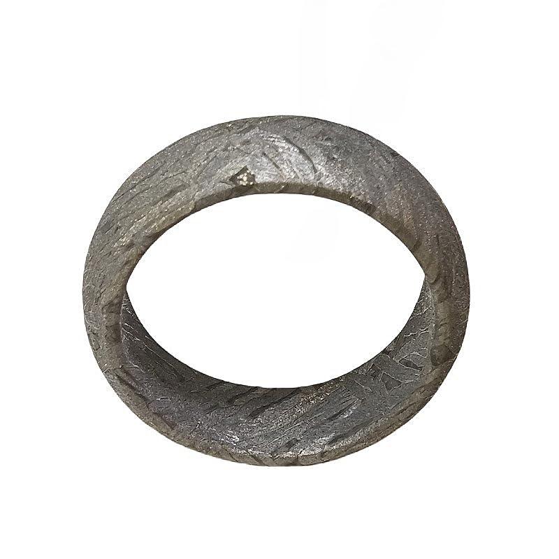 Handcrafted Meteorite Ring, 7.8mm Width, Natural Westenden Pattern, Altai Iron (Size: 9.5)