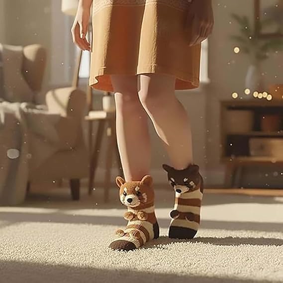 Cute Animal Socks for Women - Plush Long Stocking Socks with 3D Designs