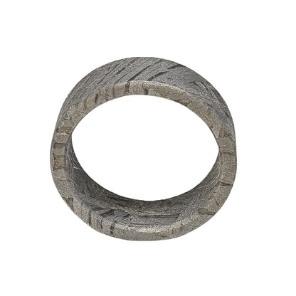 METEOSTAR Handcrafted Meteorite Ring, 7.3mm Width, Natural Altai Pattern, Grey (Size: 9.5)
