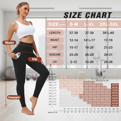 NEW YOUNG 3 Pack Leggings with Pockets for Women,High Waisted Tummy Control Workout Yoga Pants