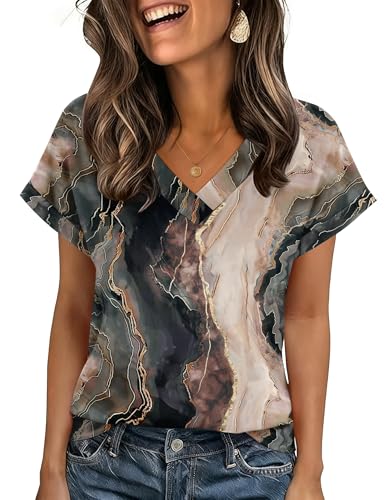 Zeagoo Womens Summer Tops Casual V Neck T-Shirts Short Sleeve Blouses Dressy Cute Mother s Day Gifts 2026