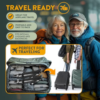 Premium Foldable Hiking Poles by USA Brand - Adjustable, Lightweight Trekking Poles Made of Aircraft Aluminum, Metal Flip Locks & Comfortable Real Cork and EVA Foam Grips