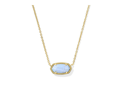 Kendra Scott Elisa Pendant Necklace - 14k Gold Plated Delicate Fashion Jewelry for Women GOLD - VARIEGATED LIGHT BLUE MAGNESITE