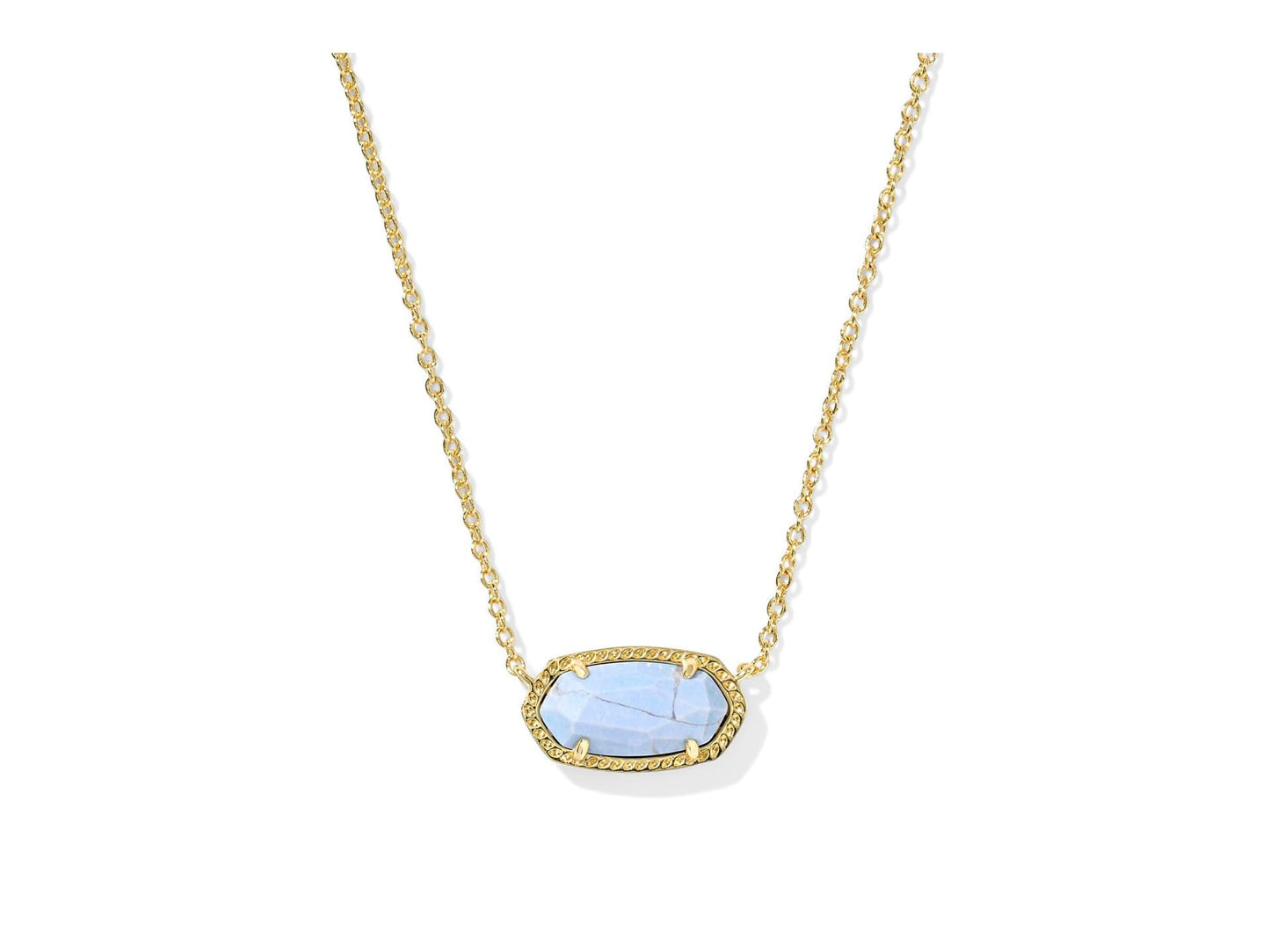Kendra Scott Elisa Pendant Necklace - 14k Gold Plated Delicate Fashion Jewelry for Women GOLD - VARIEGATED LIGHT BLUE MAGNESITE