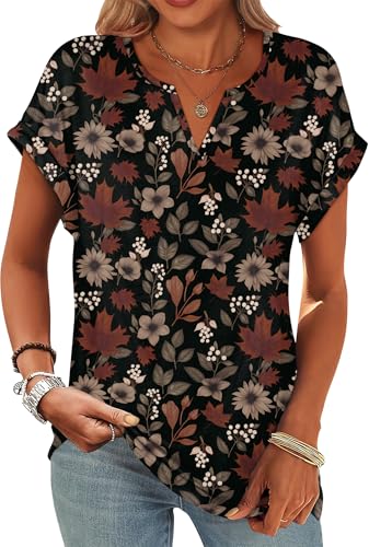 Womens Tops Dressy Casual V Neck Short Sleeve Shirts Fashion Clothing Spring Business Casual Outfits Plus Size Maternity Clothes XL