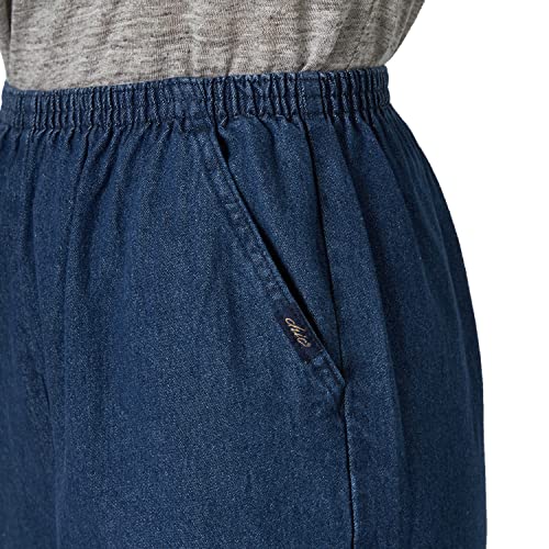 Chic Classic Collection Women's Cotton Pull-On Pant with Elastic Waist, Original Stonewash Denim, 16 Petite