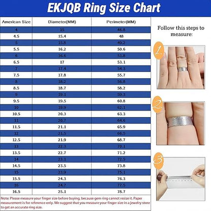EKJQB Sterling Silver 5CT Sapphire Signet Men's Ring Square Genuine Sapphire Ring Handcrafted Vintage Textured Band Groom Jewelry Engagement Wedding Christmas Gift for Husband