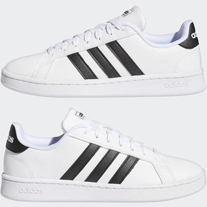 adidas Women's Grand Court Shoe, White/Black/White, 8.5