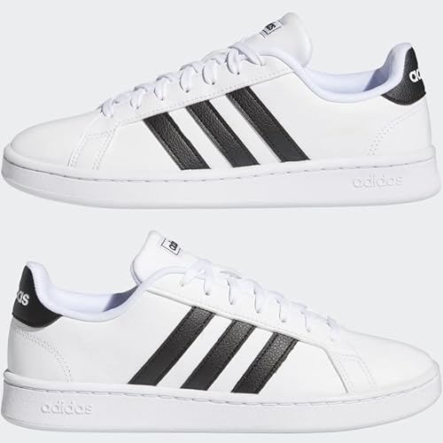 adidas Women's Grand Court Shoe, White/Black/White, 8.5