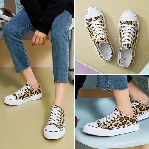 hash bubbie Women's Canvas Shoes Fashion Canvas Sneakers for Women Casual Tennis Shoes Low Top Walking Shoes(Leopard Print,US11)