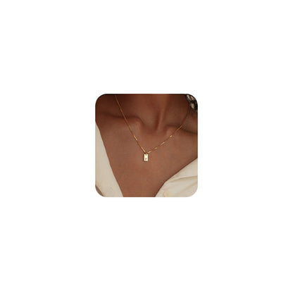 14K Gold Plated Initial Letter Necklace - Personalized Dainty Name Pendant P