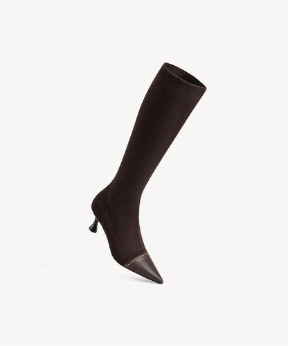 NEWBELLA Women's Suede Knee-High Boots - Sleek Design Stiletto Heel Boots for Daily Wear, Halloween, Christmas