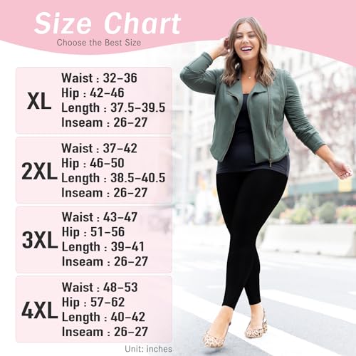FULLSOFT 3 Pack Plus Size Leggings with Pockets for Women-High Waisted Tummy Control 1X-4X Soft Yoga Pants for Workout(Rosy+Blue++White 3X-Large)