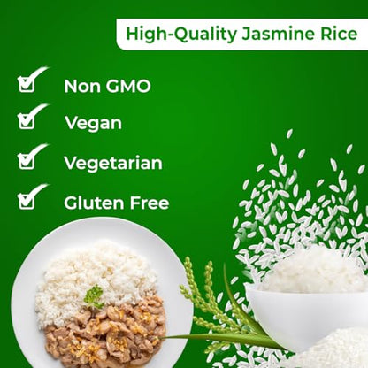 25 Pounds (LBS) Premium Thai Hom Mali Jasmine Rice | Endorsed By Pro Chefs | Four Elephants Brand | DIY Friendly Cooking Instructions Packaging