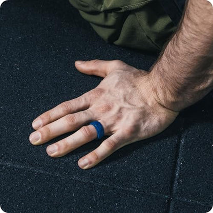 Rinfit Silicone Rings for Men 9mm Wide, 2mm Thick - Mens Rubber Wedding Bands - Infinity Silicone Rings for Him - Patented Design - Pack C, Size 10