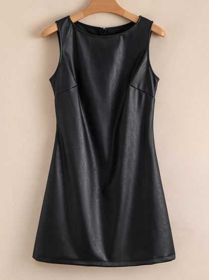 Vegan Leather Sleeveless Mini Dress