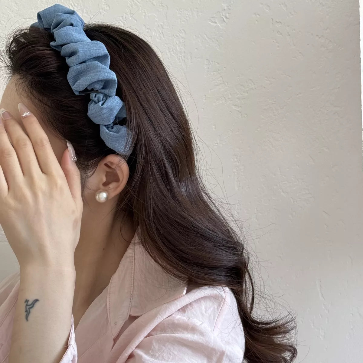 Denim Ruched Hair Headband