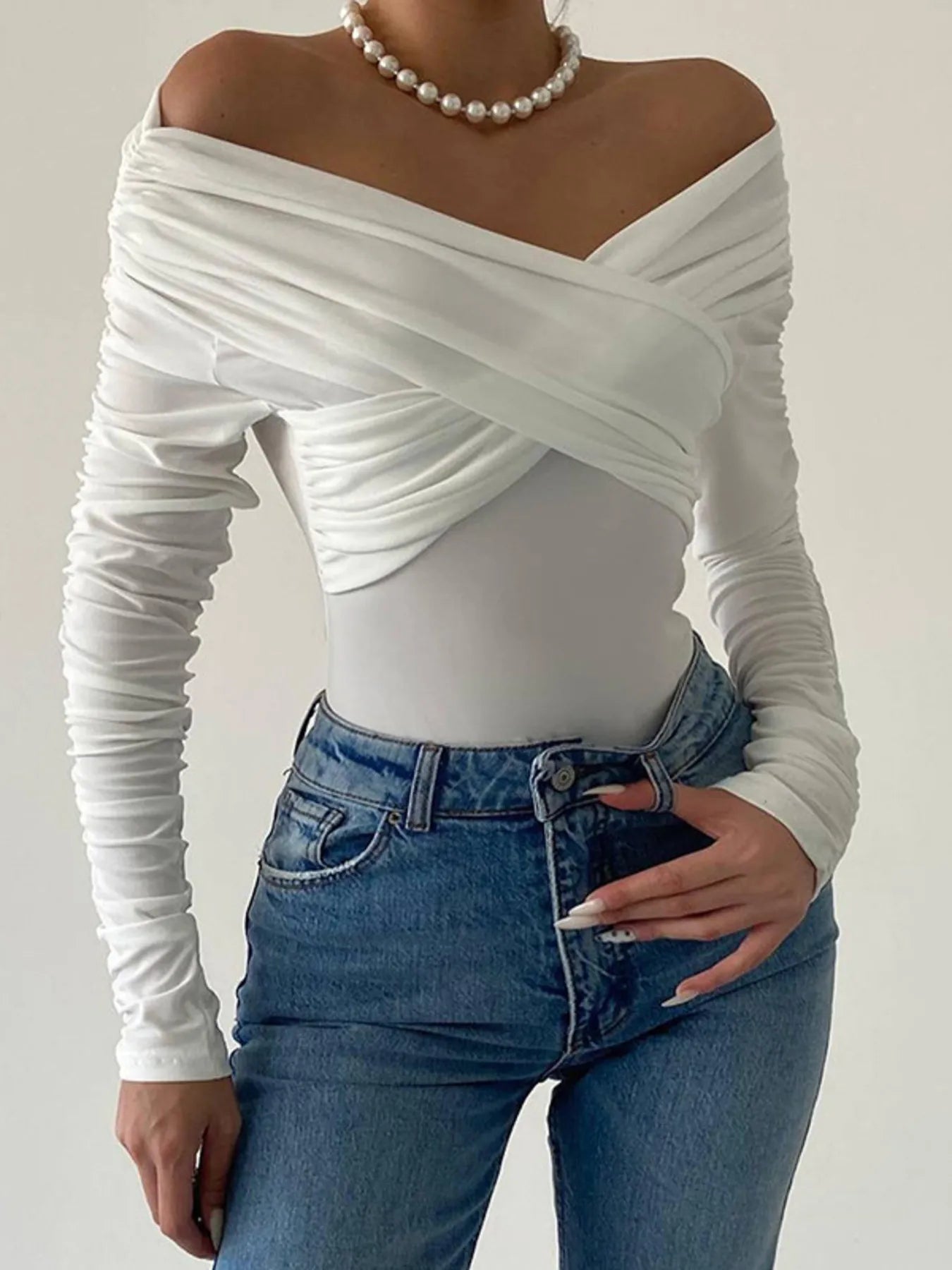 Off-Shoulder Long Sleeve Bodysuit