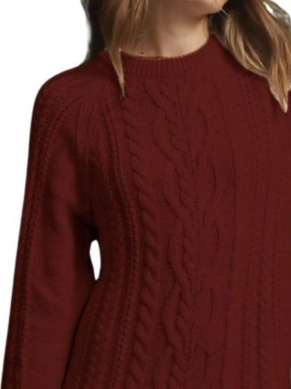 Full Size Cable-Knit Mini Sweater Dress Plus Size