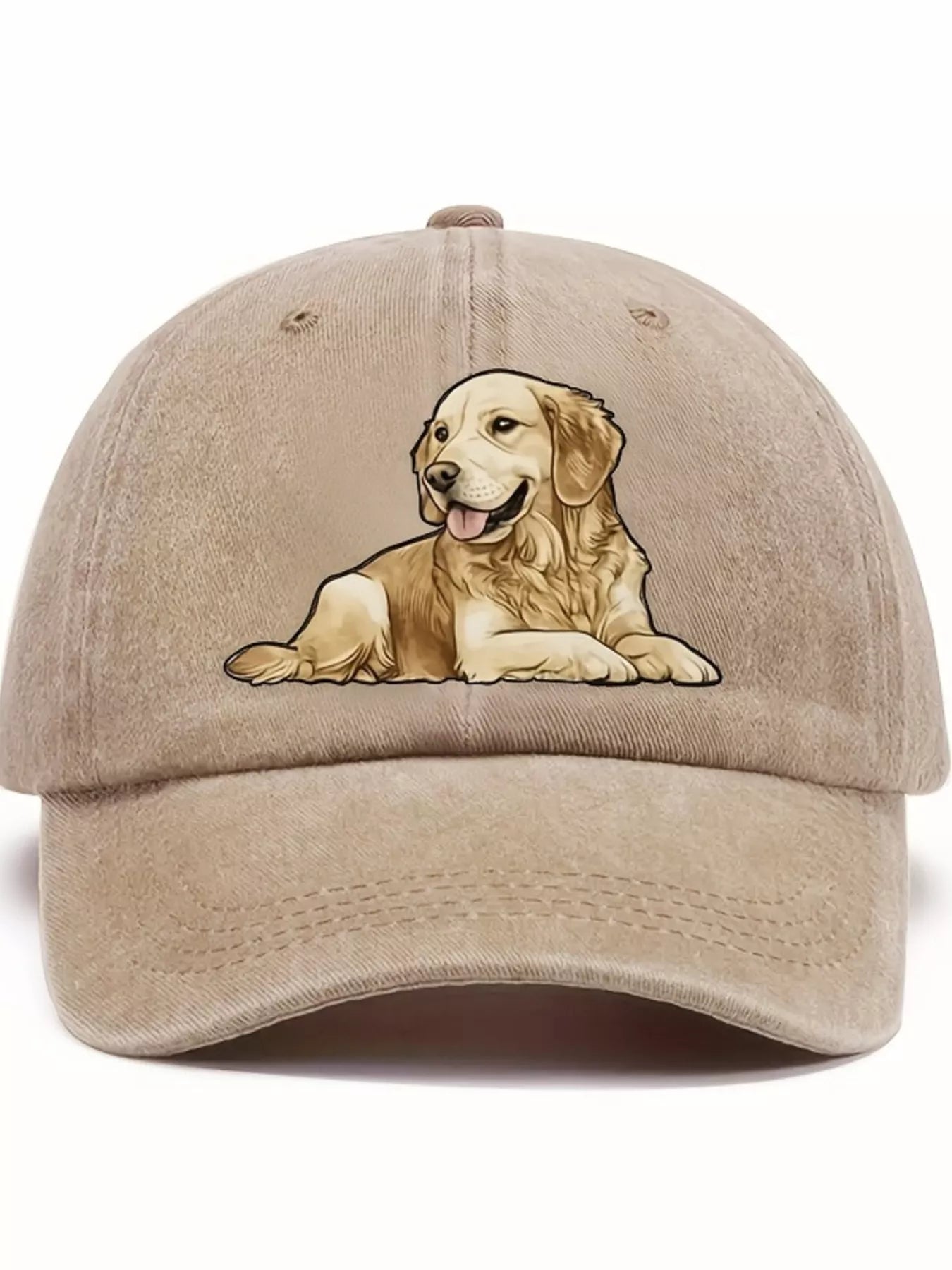 Dog Washed Adjustable Baseball Cap Khaki Color One Size