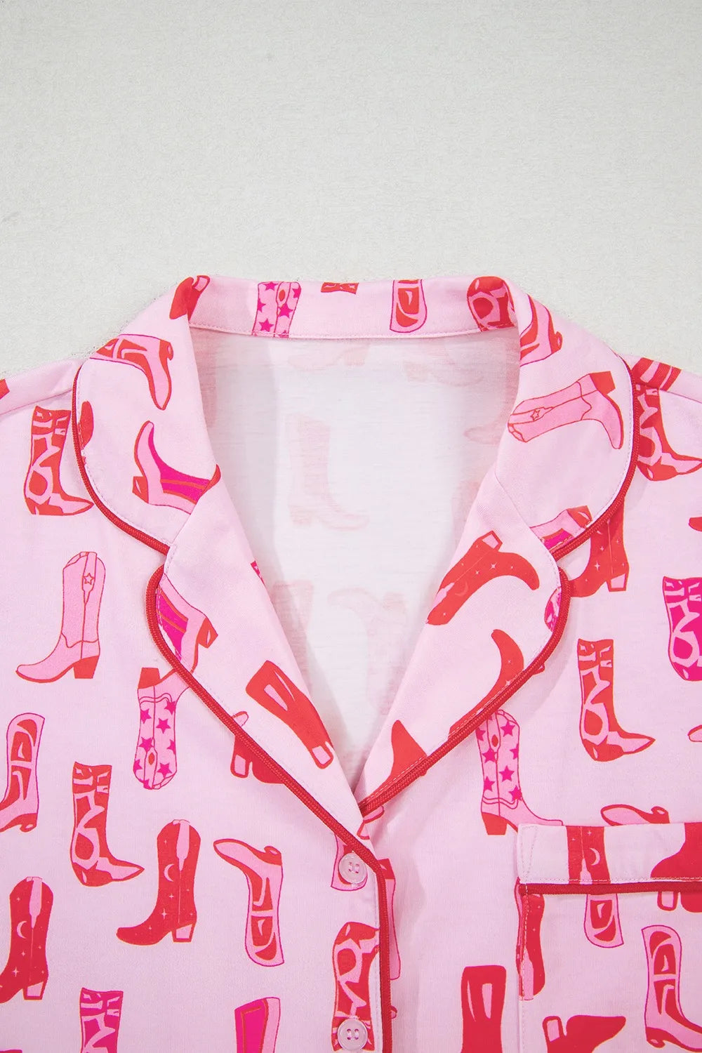Cowgirl Boots Printed Shirt and Shorts Set