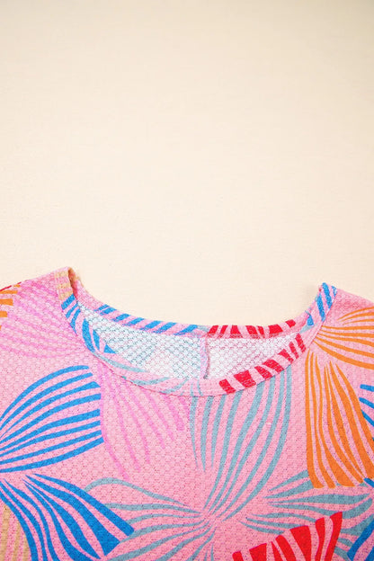 Printed Waffle Knit Oversized T-Shirt