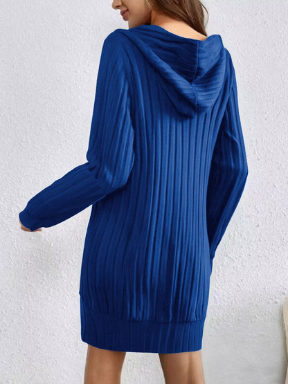 Ribbed Knit Hoodie Dress