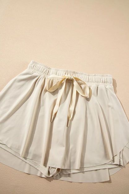Drawstring High Waist Lined Active Skorts