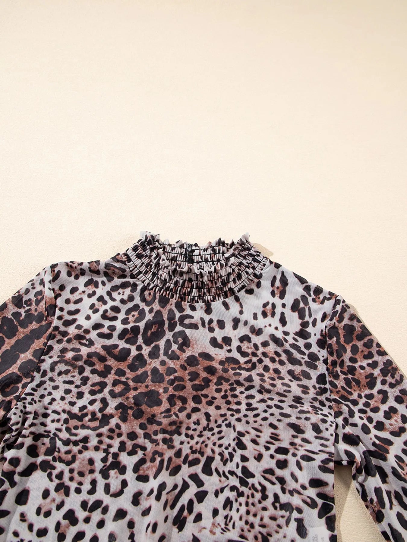 Leopard Print Long Sleeve Mock Neck Bodysuit