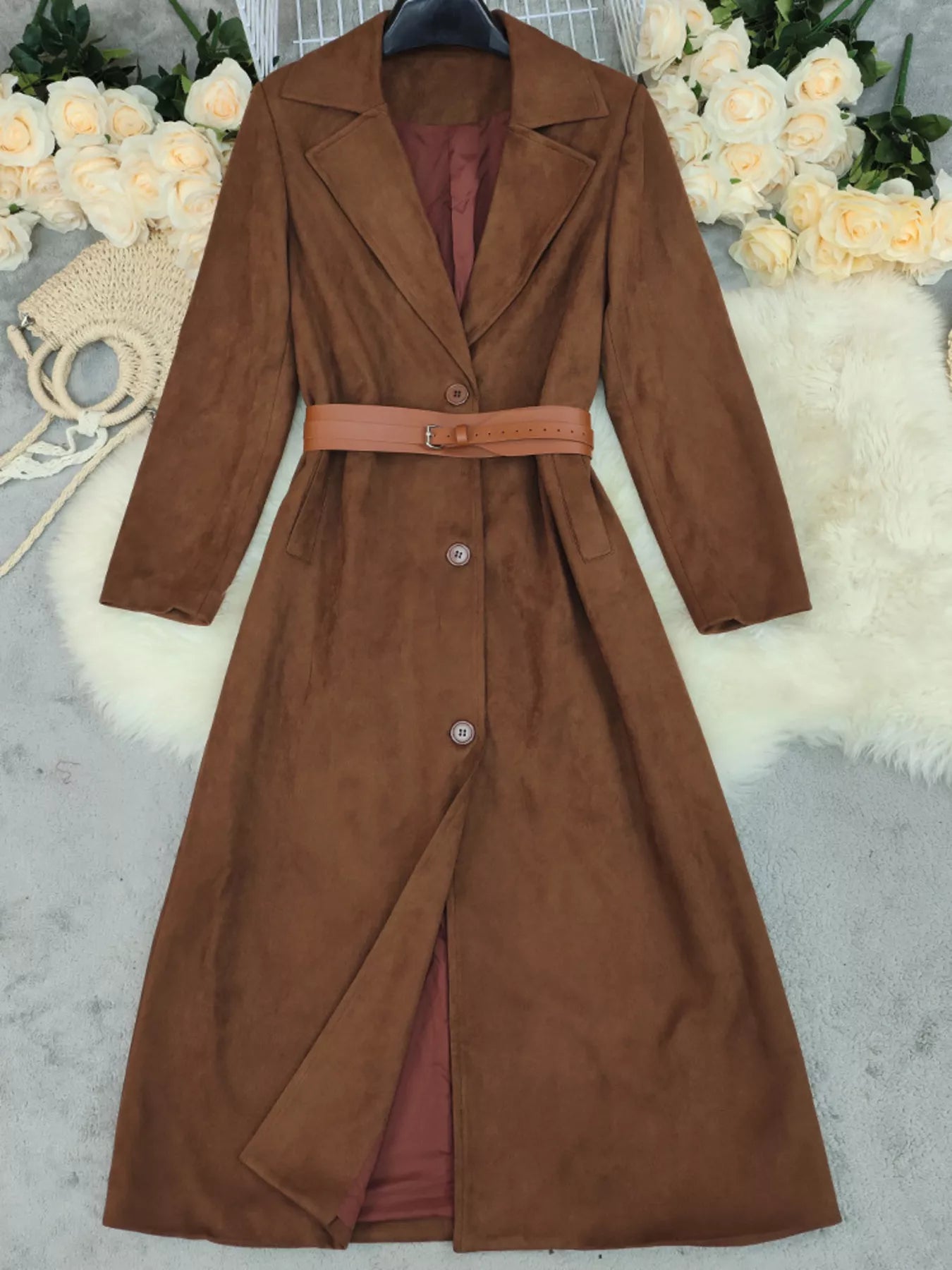 Lapel Collar Longline Outerwear