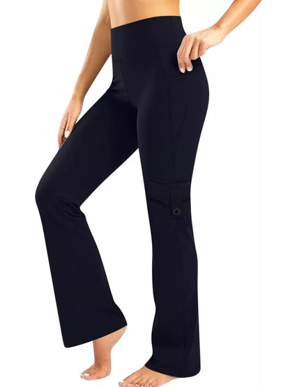 High-Waisted Yoga Pants with Pockets Black